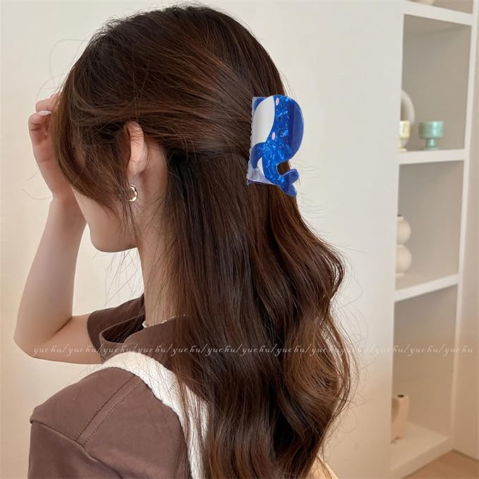 1pc Blue Dolphin Hair Claw Clips Ocean Animal Hair Clips with Cute Design Hair Claw for Thick Hair Thin Hair for Women Large Acrylic Summer Kawaii Hair Accessories Clamps Holiday Party