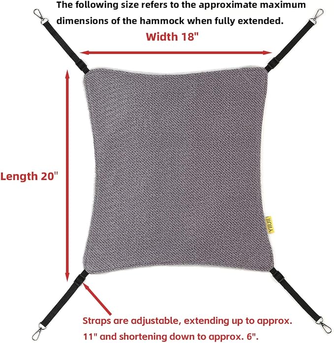 Cat Hammock for Cage Crate, 20"x18", Holds 30lb for Ferret & Kitten | Adjustable Soft