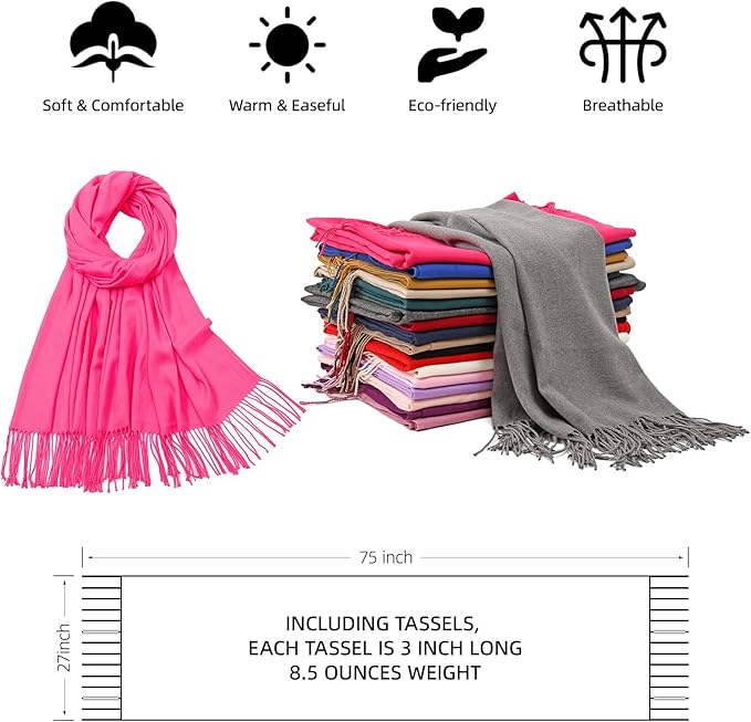 RIIQIICHY Women's Scarf Pashmina Shawls and Wraps for Evening Dress Bridesmaid Wedding Bridal Winter Warm Long Large Scarves