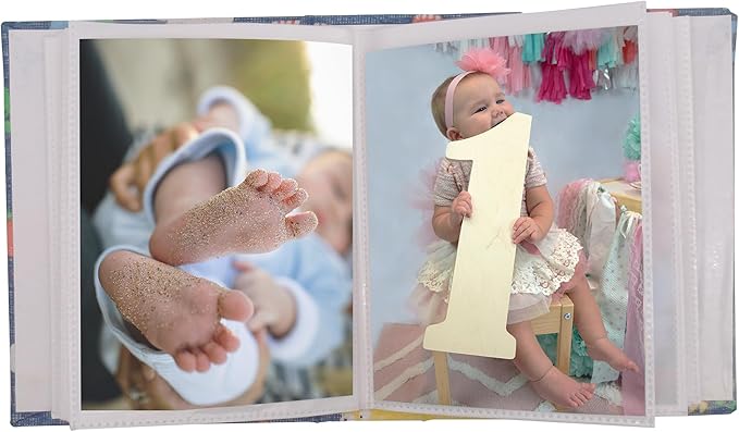 Small Photo Album for Kids, 100 Pockets 4x6 Bookshelf Baby Picture Album, Slip-in Linen Cover Photo Book for Family(Dino)