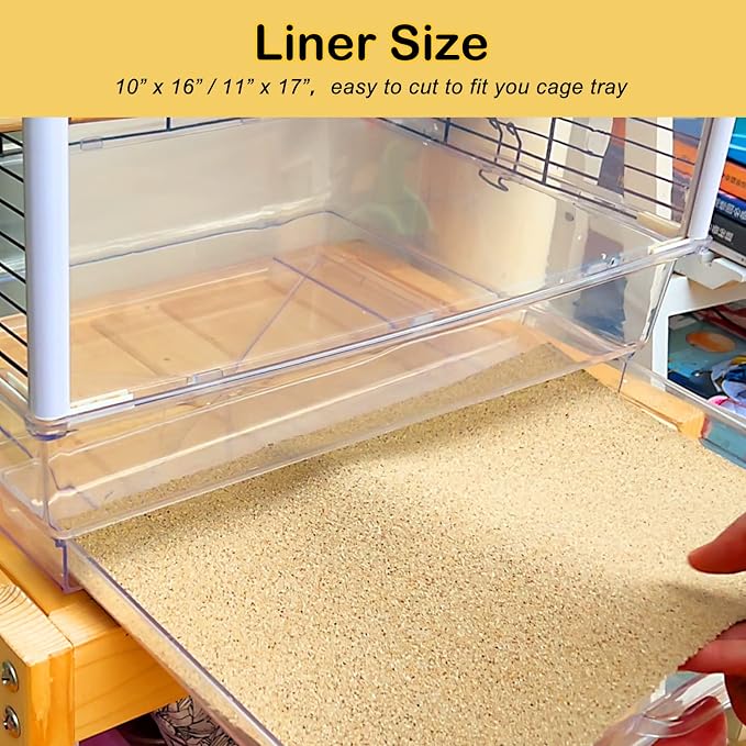 S&X Gravel Paper for Bird Cage 120-Pack 16” x 10” Bird Cage Liners Disposable | Accessories for Parakeets Cockatiels Canaries Finches Conures Easier Cleaning and Bird Health | Thick, flat gravel paper eases cage cleanup – gritty surface helps trim claw...
