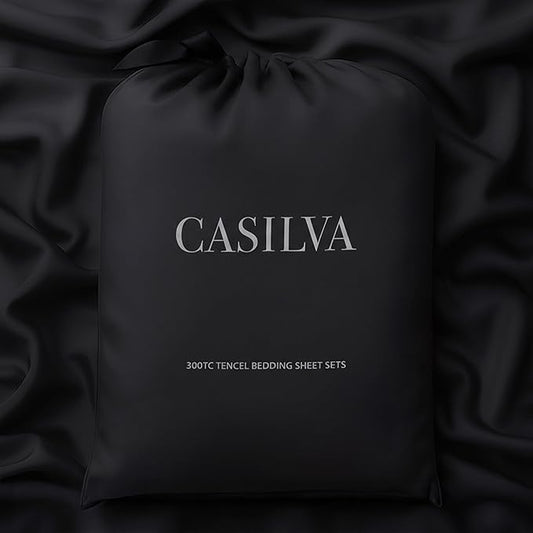 CASILVA Eucalyptus Sheets - Infused with Silver for Anti-Odor, Softer Than Silk Fibers, More Cooling Than Cotton - Perfect for Hot Sleepers & Sensitive Skin - 100% Tencel Lyocell - King Sheet Set