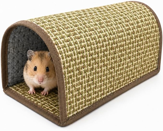 Summer Mat Guinea Pig Hideout – Cool Small Animal Bed with Hamster Bed Tunnel Design, Washable House Cage Accessories for Hamster, Chinchillas, Mice, Hedgehogs, Ferrets, Rats