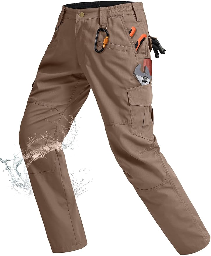 Rapoo Ripstop Water Resistant Cargo Tactical Pants for Men EDC Hiking Work Military Army Pants with 9 Pockets