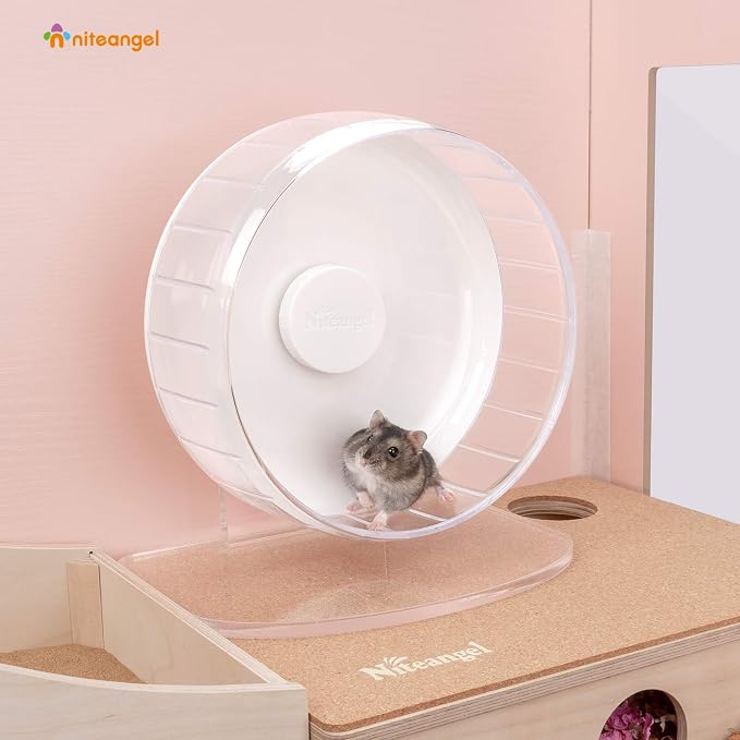 Niteangel Super-Silent Hamster Exercise Wheel: Quiet 8.2 inch Running Wheel | Can 9.1-11.8" Adjustable Height - No Bend Back Spinner Running for Dwarf Syrian Hamster Gerbils Mice Or Other Small Animal