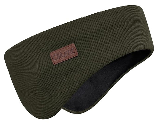 Winter Ear Warmer Headband for Men Women Double-Layer Knit Ear Muffs Cover with Fuzzy Lining for Running and Cycling (Army Green, One Size)