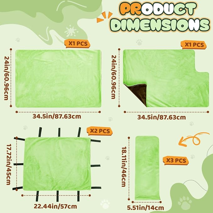 Talltalk 7 Pack Ferret Cage Liner Accessories Washable Ferret Pet Pads Bedding Cage Accessories Kit for Small Animals Hamster Rats Chinchillas Hedgehogs Guinea for Hide Play and Sleep