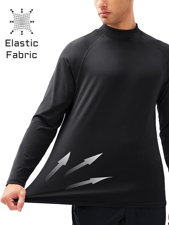 MAGCOMSEN Men's Thermal Shirt Mock Turtle Neck, Fleece Lined Long Sleeve Undershirts, Athletic Warm Base Layer Winter Top