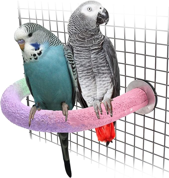 U Shape Parrot Perch Cage for 4cm Large Pad Fits Bird perches | Fits Horizontal Vertical Bars Washable Colorfast Resin Perch for Budgies, Cockatiels to Trim Nails Beak Naturally