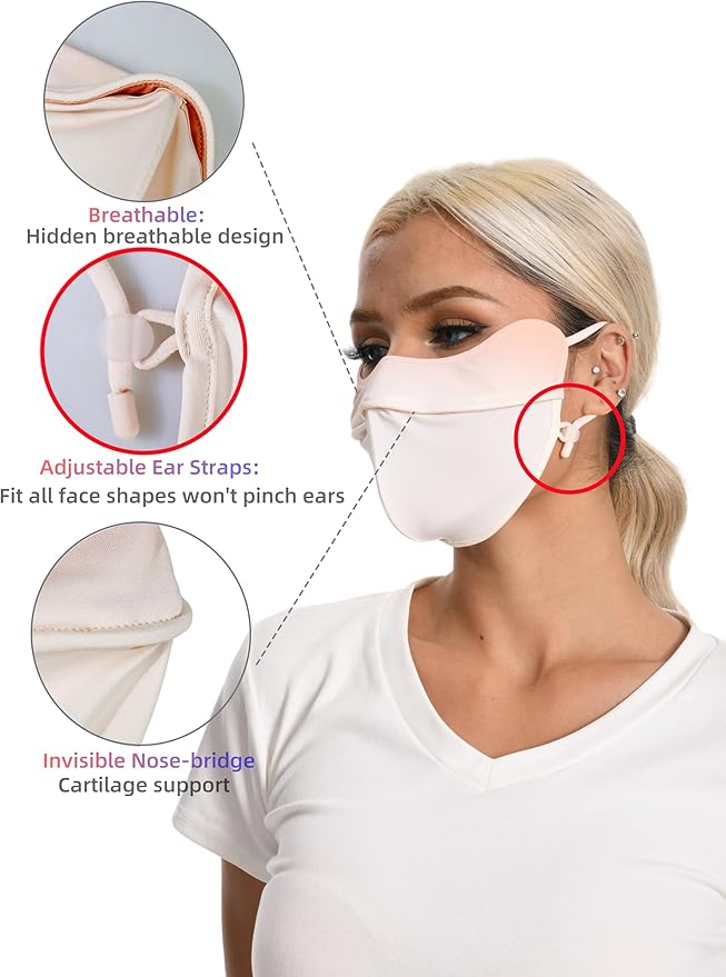 UPF 50+ UV Sun Protection Face Cover/Neck Balaclava Reusable Face Mask Dustproof Cooling Breathable