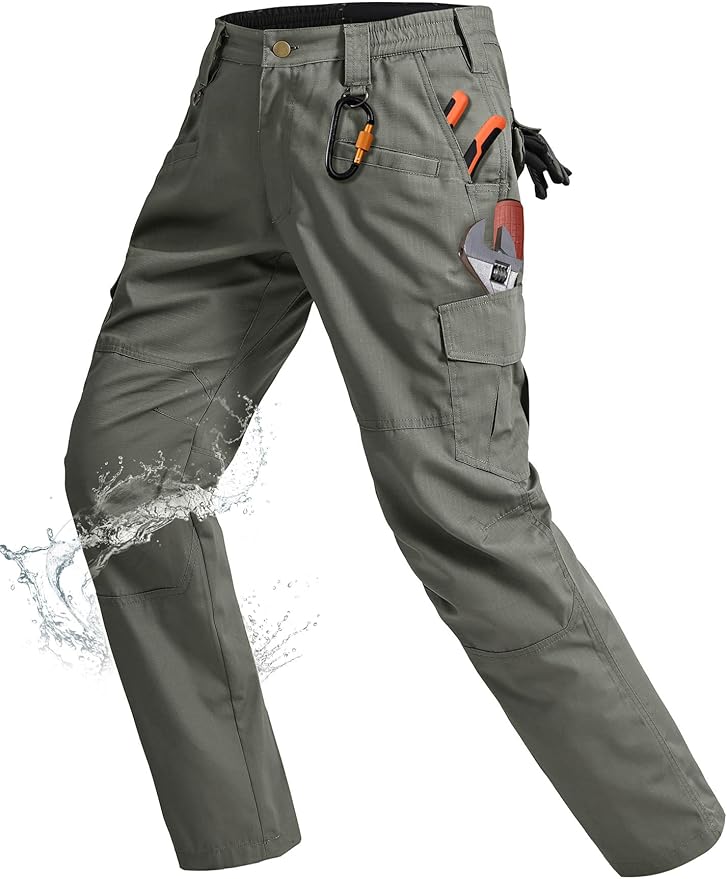 Rapoo Ripstop Water Resistant Cargo Tactical Pants for Men EDC Hiking Work Military Army Pants with 9 Pockets