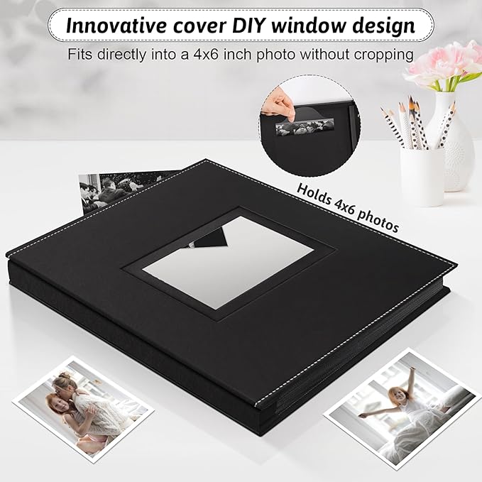 Popotop Photo Album 4x6 800 Pockets with Leather Hardcover Cover, Large Photo Album Binder Book with 80Pcs Pages for Family Travel Wedding Baby Gifts