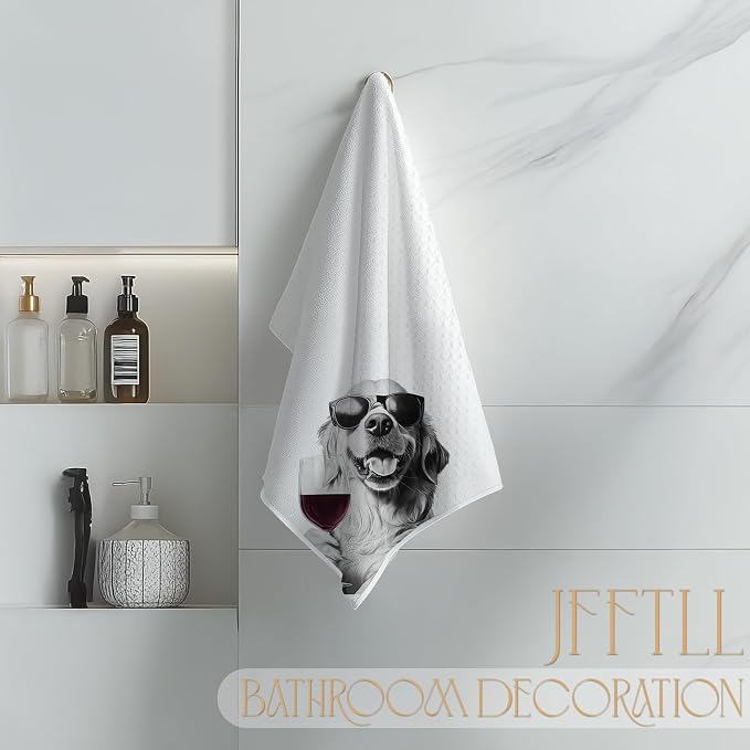Golden Retriever Decor Kitchen Towels, Golden Retriever Gift Dish Tea Towel for Kitchen Decor, Bar Towels for Bartender, Wine Lover Gifts, 16x24 Inch