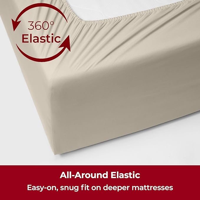 Mellanni Extra Deep Twin XL Sheets - 3 PC Iconic Collection Bedding - Luxury, Ultra Soft, Cooling Bed Sheets - Wrinkle, Fade, Stain Resistant (Twin Extra Long, Golden Ivory)