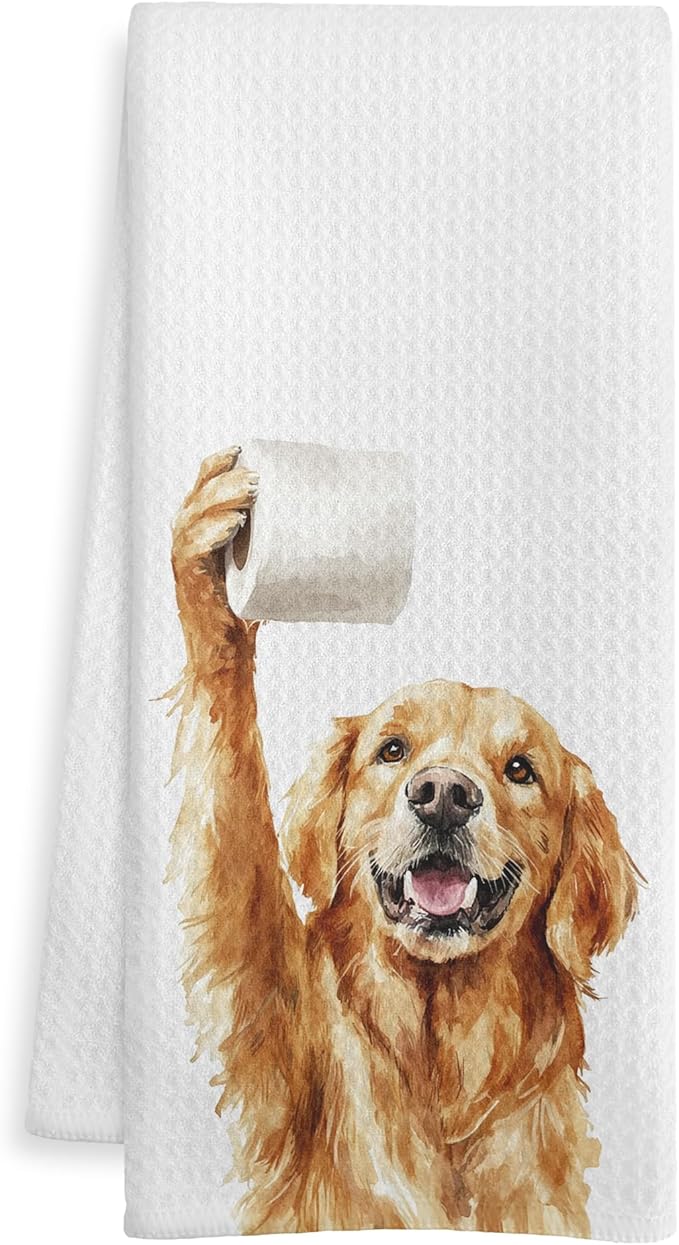 Funny Golden Retriever Gifts Bathroom Hand Towels, Golden Retriever Dog Lovers Gifts Decorative Hand Towels for Kids Guest Bathroom Washroom Half Bath, 16X24 Inch