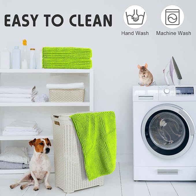 Amylove 4 Pcs Guinea Pig Cage Liner 16 x 24 Inch Washable Chenille Pee Pads Pet Dog Cat Bedding Training Mat Reusable for Small Animals Puppy Bunny Hamster Chinchilla
