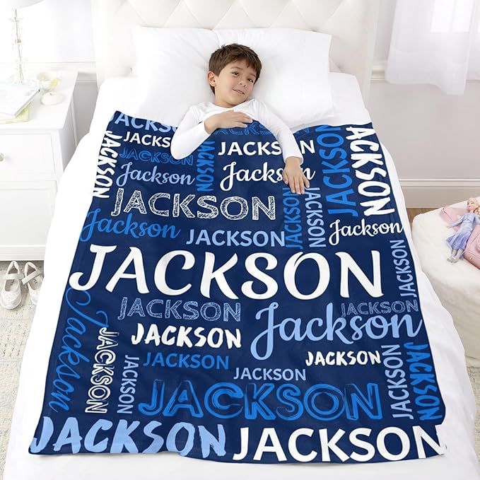 Custom Initial Baby Name Blanket - Personalized Throw Blanket for Babies Kids Adults