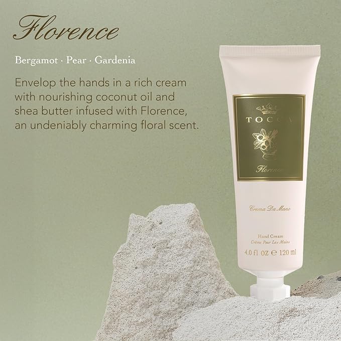Tocca Crema de Mano Luxe, Florence Hand Cream, 4 oz - Bergamot, Pear, Gardenia - Moisturizing, Quick Absorbing