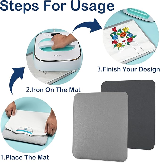 HTVRONT Heat Press Mat Compatible with Cricut Cutting Machine, Heat Press Pad 15"x15" for Craft Vinyl Ironing Insulation Transfer, Double Sides Applicable Heat Mat for Heat Press Machines