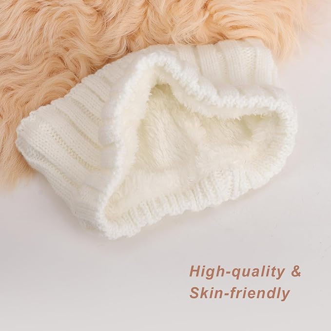 AQOKKA Knit Winter Headbands for Women Fuzzy Wool Fleece Lined Ear Warmers Elastic Turban Crocheted Head Wrap Winter Accessories for Women Cold Weather