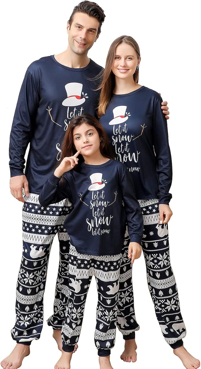Family Christmas PJs Matching Sets, Cute Holiday Pajamas Printed Top and Pants, Xmas Jammies for Couples/Men/Women