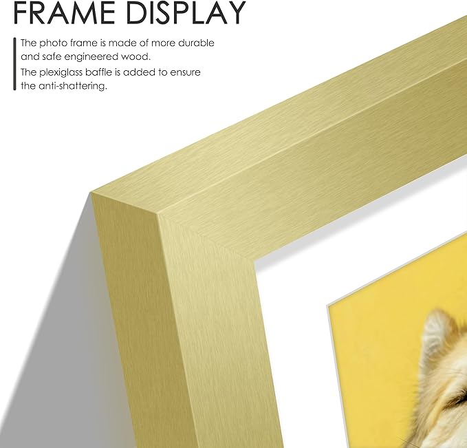 12x16 Picture Frame 5x7 Collage Picture Frame Displays Four 5x7 inch Photos or 12x16 (Without Mat) for Available Horizontal Wall Mounting Display and Vertical Gold