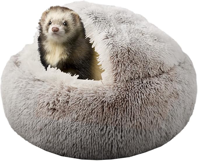 Ferret Bed Cave Bed and Hideout，Ferret Hideaway Bed Accessories for Cage(Brown)