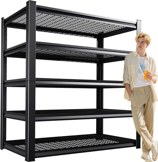 5-Tier Garage Shelving Heavy Duty, 3000LBS Garage Shelves, Adjustable Metal Shelving Unit, Garage Storage Shelves, Utility Storage Rack Shelf, Shelves for Garage Storage, 72" H×46.1" W×20" D