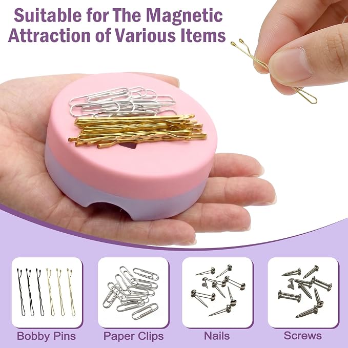 Sizobi Purple Magnetic Pin Holder with Thread Cutter, Blade Saver | Double-Sided Magnetic, 12 Cutting Point, Concealed Blade, Vertical Placement, Multi-functional Storage, Flower-shaped Design
