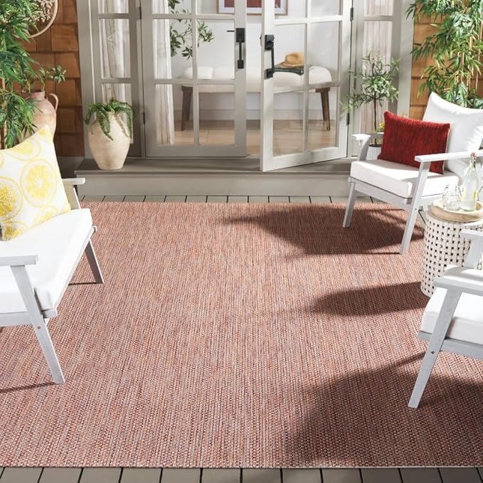 SAFAVIEH Courtyard Collection 8' x 10' Red/Beige CY8521 Indoor/ Outdoor Patio Backyard Mudroom Area Rug