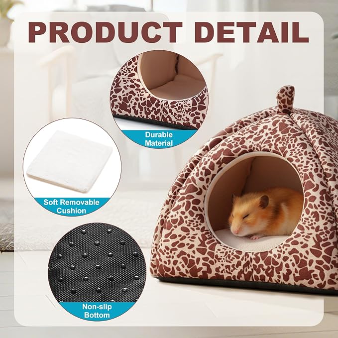 Guinea Pig Bed Rabbit Hideout Warm Fleece Cuddle Cup Washable Sleeping House for Small Animals Pet/Ferret/Chinchilla/Bunny (Red Spots)