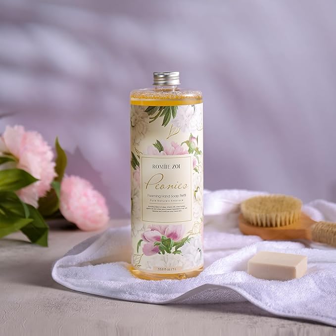 ROMIIE ZOI Foaming Hand Soap Refill, Peony, Gentle & Moisturizing Formula, 1 L/ 33.8 FL OZ
