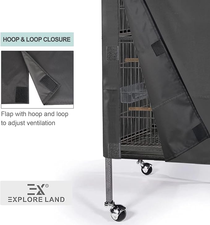 Explore Land Pet Cage Cover - Good Night Enclosure(Small, Black) | For Bird Critter Cat House to Small Animal Privacy & Comfort
