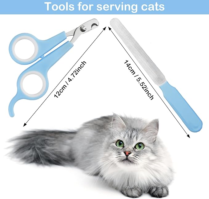 5Pcs Dogs and Cats Grooming Nail Clippers Kit Pet Claws Nail Clipper Trimmers, with Protective Guard Lock to Avoid Over Cutting, Professional Trimmers for Large and Small Cat and Dog (Blue)