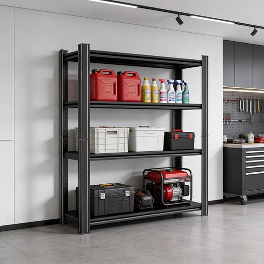 Metal Garage Shelving Unit, Heavy Duty Adjustable Storage Shelves, Steel Shelving, 2000 lbs Capacity Shelves for Heavy Tools and Equipment, 4 Tier, 35.4" Wx 15.7" Dx 54.3" H