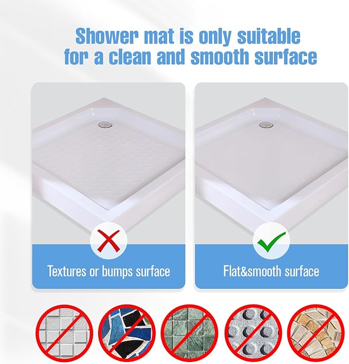 Shower Mat Non-Slip Bath Mat for Tub and Shower Stall,200+ Suction Cups with Drain Holes, Quick Dry Machine Washable, Extra Grip for Elderly and Baby, Bathroom Essentials 24x24 Inch (Brown)