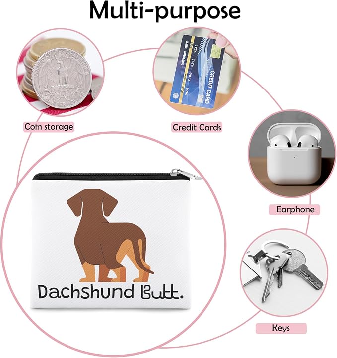 Dachshund Gift Coin Purse for Dog Lover Dachshund Gifts Coin Pouch for Friend Bestie Sister Coworker Christmas Birthday Gift Daughter Teen Dachshunds Themed Gifts Zipper Change Pouch