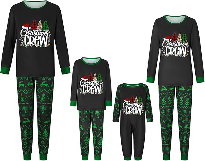 Christmas Family Pajamas Set Matching Holiday Plaid Sleepwear Set Reindeer/Tree Print Loungewear for Xmas Eve