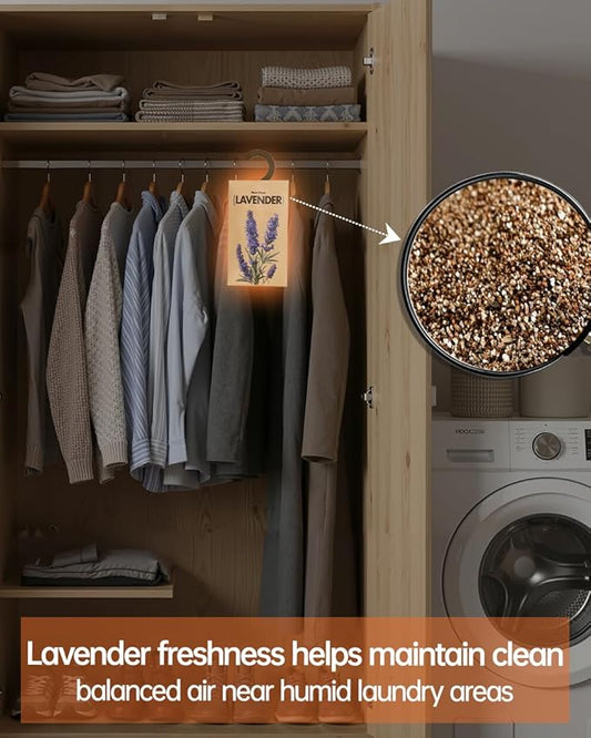12 Packs Lavender Potpourri Scented Sachets for Closet & Drawer【Deodorizer for Stagnant Air】，Long Lasting Hanging Paper Air Fresheners and Odor Eliminator for Clothes
