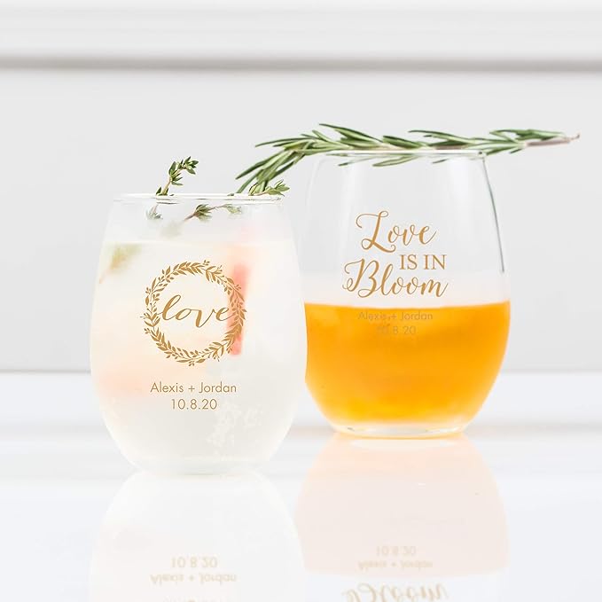 WEDDINGSTAR Personalized Small Stemless Wine Glass 9oz - 168 pack