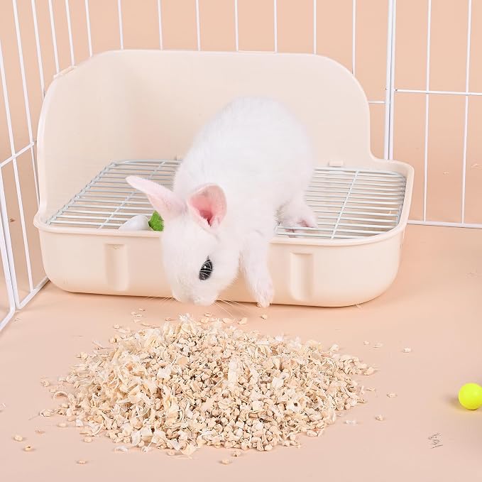RUBYHOME Rabbit Litter Box Toilet, Plastic Square Cage Box Potty Trainer Corner Litter Bedding Box Pet Pan for Small Animals, Rabbits, Guinea Pigs, Chinchilla, Ferret, Galesaur, 11.4 Inches (White)