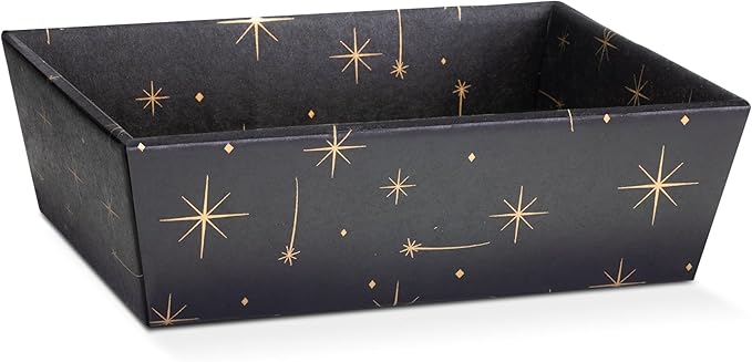 Pack of 5 Baskets for Gifts Empty Made in Italy - Gift Baskets Empty Ideal for Baby Shower Basket, Wedding Gift Basket and Sturdy Gift Basket for Any Occasion | 9" x 6.69" x 3.14" Black - Starry Night