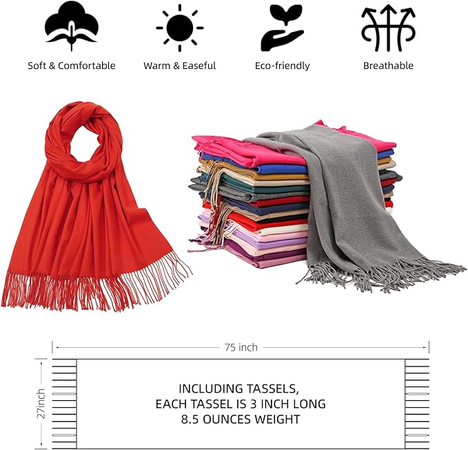 RIIQIICHY Women's Scarf Pashmina Shawls and Wraps for Evening Dress Bridesmaid Wedding Bridal Winter Warm Long Large Scarves