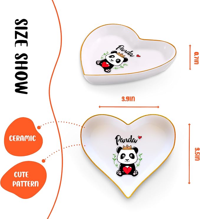 Panda Ring Holder Dish Tray, Gifts For Women Teens Girls, Panda Lovers Themed Stuff Accessories Things Decor Merch, Home Room Ring Earrings Necklace Organizer Holder!