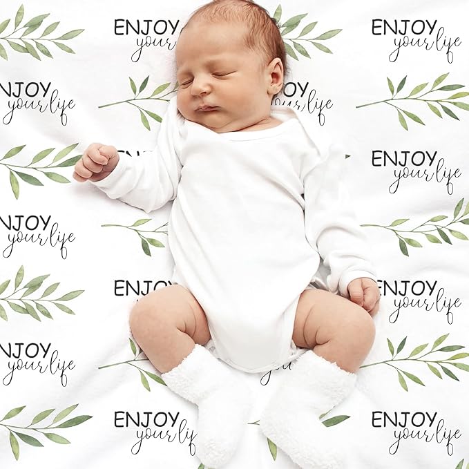 Baby Blankets for Unisex Boys Girls, Soft Breathable Front Dotted Fleece Backing, Printed Bed Nursery Minky Blankets for Toddler Newborn, Greenery, 30 x 40 inches
