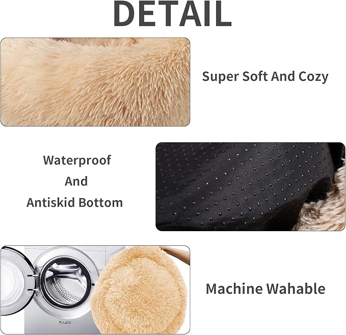 Nisrada Cat Beds for Indoor Cats,24 Inch Dog Bed for Small Melium Large Dogs, Washable-Round Pet Bed for Puppy and Kitten with Slip-Resistant Bottom