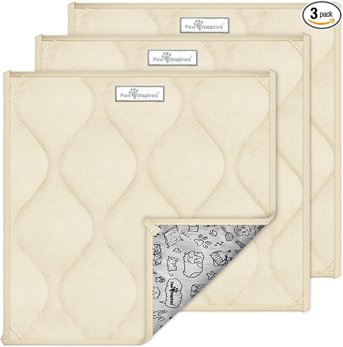 Paw Inspired Washable Fleece Guinea Pig Cage Liner Pads,12x12 Inch, Beige | Corner Mat, Pee Pad, Super Absorbent Bedding, Waterproof Bottom, Guinea Pigs, Ferrets, Rabbits, Hamsters, Small Animals