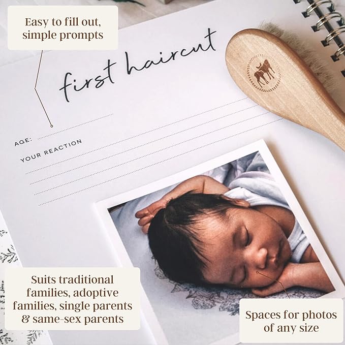 Peachly Unisex Baby Memory Book, Minimalist Baby Book First Year Baby Book Keepsake for Milestones, Linen Baby Books First Year Memory Book, Simple Baby Scrapbook for Boy Girl Milestones