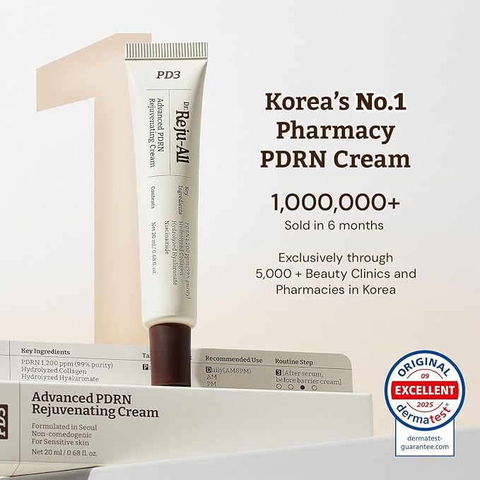 Dr. Reju-All Advanced PDRN Rejuvenating Cream – 99% Pure Salmon DNA PDRN Face Moisturizer – Optimal 1200ppm Concentration for Visible Results – Korean Anti-Aging Skin Care Face Cream - 0.7 Fl Oz