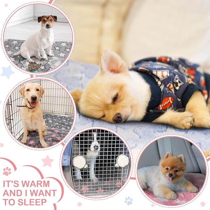 Reginary 4 Pcs Guinea Pig Fleece Blankets, Cute Star, 12 x 12 Inch | Waterproof Washable Cage Liners, Absorbent Double Layer Bedding for Guinea Pigs, Reusable Pads for Hamsters Rabbits
